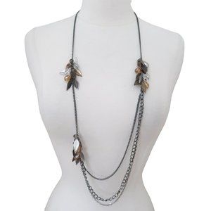 ALI KHAN Layered chain necklace w leaf clusters